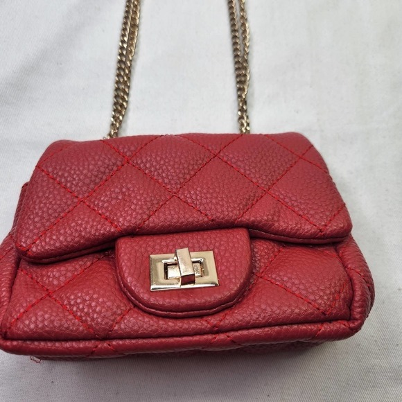 Chloe K New York Emma Mini Bag Red Gold Quilted Bag - Picture 2 of 6